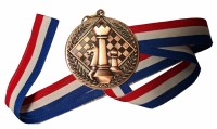 Медаль шахматная круглая "БРОНЗА" с лентой